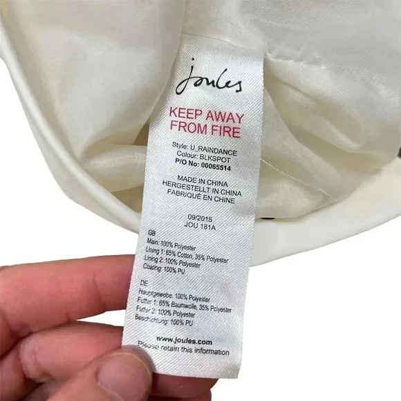 Joules Women's EU size XS White Polka Dot Hooded Raincoat Casual Spring - Picture 3 of 12